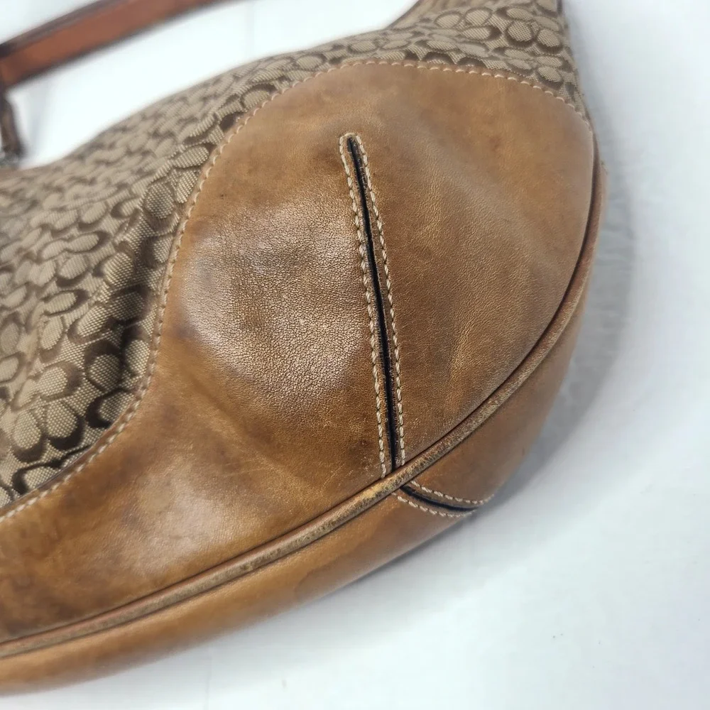 Vintage Coach Hampton Signature C Jacquard Hobo Bag Brown Tan A3K-6617 Y2K
